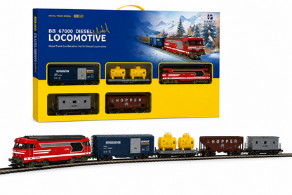 HANFIY 66140 BB 67000 HO Scale 1:87 Electric Diesel Train Set with 5-Piece Train, Metal Track & Controller | 331 cm Track | 14+