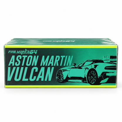 Fine Works 1:64 Aston Martin Vulcan Die-Cast Supercar Model – Miniature Track Car Collectible with Rear Wing