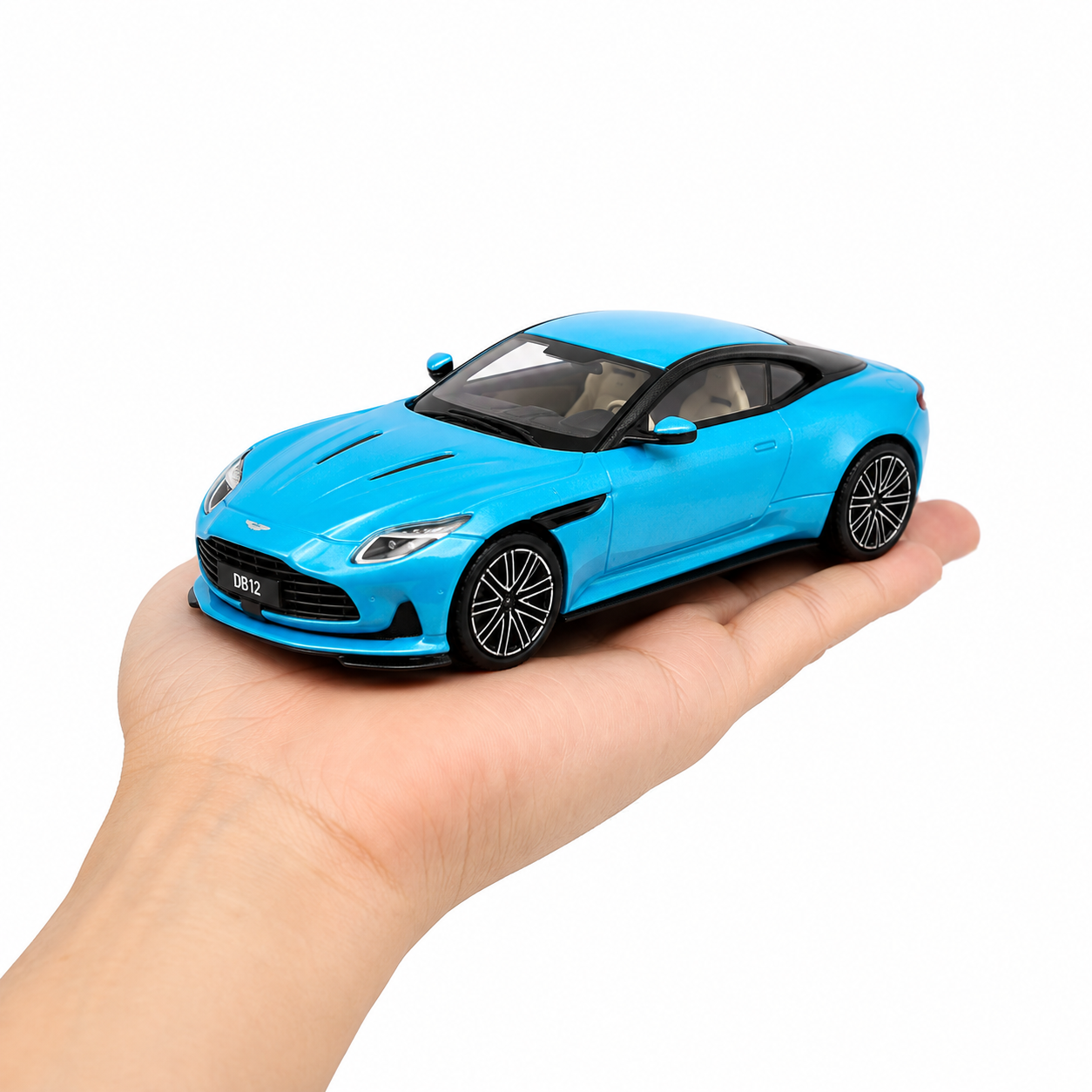 ATS Models 1:64 Aston Martin DB12 Pearl Blue Die-Cast Model Car | Official Licensed Luxury Sports Car Replica | Detailed Collectible Miniature Vehicle for Car Enthusiasts & Collectors