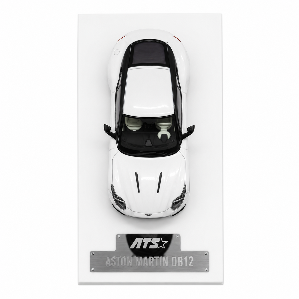 ATS Models 1:64 Aston Martin DB12 Pearl White Die-Cast Model Car | Official Licensed Luxury Sports Car Replica | Premium Detailed Collectible Miniature Vehicle for Car Enthusiasts & Collectors