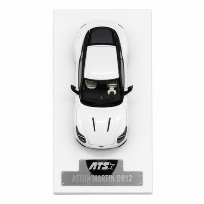 ATS Models 1:64 Aston Martin DB12 Pearl White Die-Cast Model Car | Official Licensed Luxury Sports Car Replica | Premium Detailed Collectible Miniature Vehicle for Car Enthusiasts & Collectors