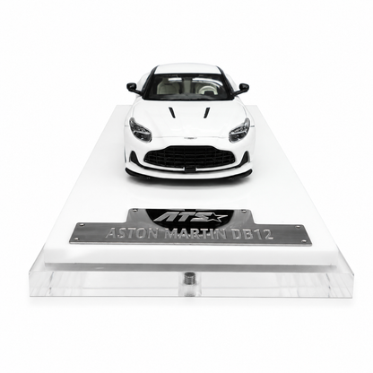 ATS Models 1:64 Aston Martin DB12 Pearl White Die-Cast Model Car | Official Licensed Luxury Sports Car Replica | Premium Detailed Collectible Miniature Vehicle for Car Enthusiasts & Collectors