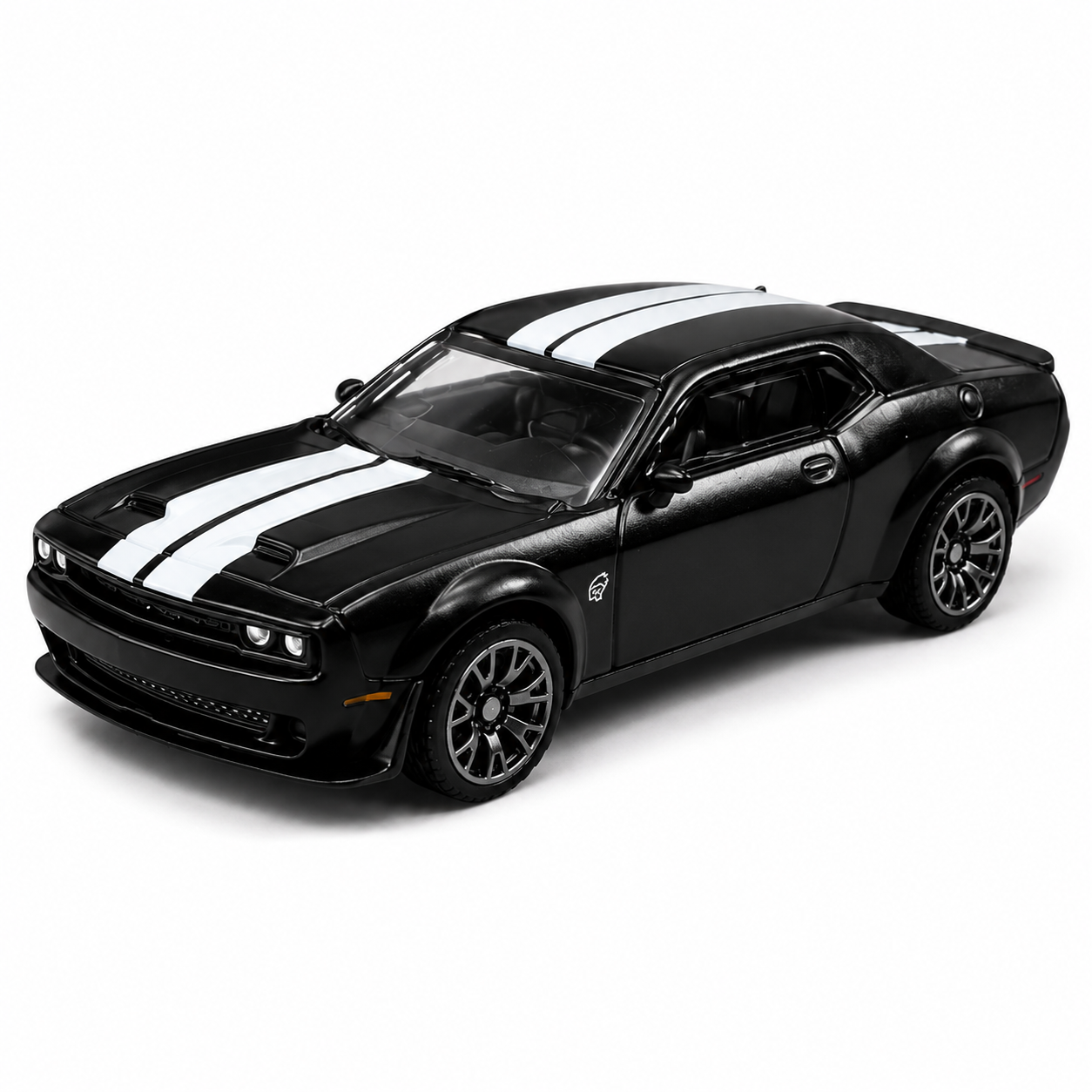 CCA 1:64 2022 Dodge Challenger SRT Jailbreak S21-01 Die-Cast Model Car | Black Muscle Car with White Racing Stripes | Premium Detailed Collectible Miniature Vehicle for Car Enthusiasts & Collectors