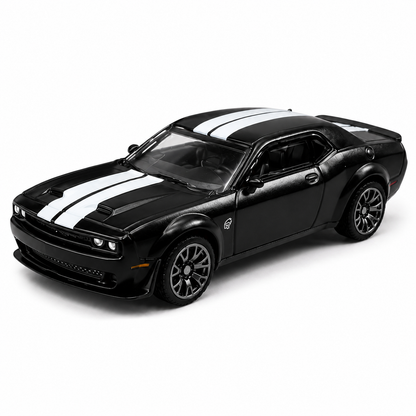 CCA 1:64 2022 Dodge Challenger SRT Jailbreak S21-01 Die-Cast Model Car | Black Muscle Car with White Racing Stripes | Premium Detailed Collectible Miniature Vehicle for Car Enthusiasts & Collectors