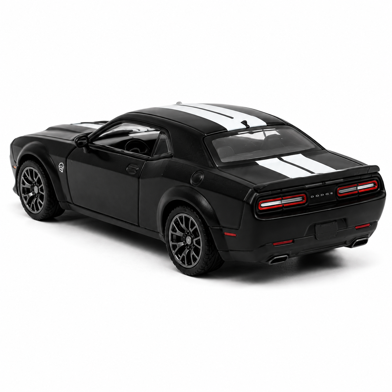 CCA 1:64 2022 Dodge Challenger SRT Jailbreak S21-01 Die-Cast Model Car | Black Muscle Car with White Racing Stripes | Premium Detailed Collectible Miniature Vehicle for Car Enthusiasts & Collectors
