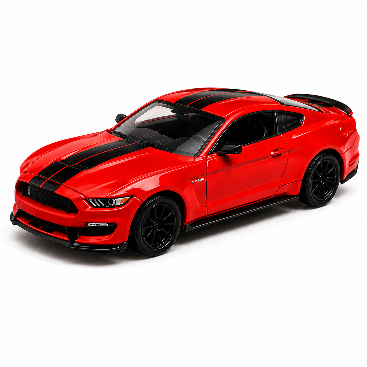 CCA 1:64 Ford Mustang Shelby GT350 S11-02 Red Die-Cast Model Car | Premium American Muscle Car Miniature Replica with Black Racing Stripes & Detailed Interior | Collectible Scale Car for Mustang Fans & Collectors