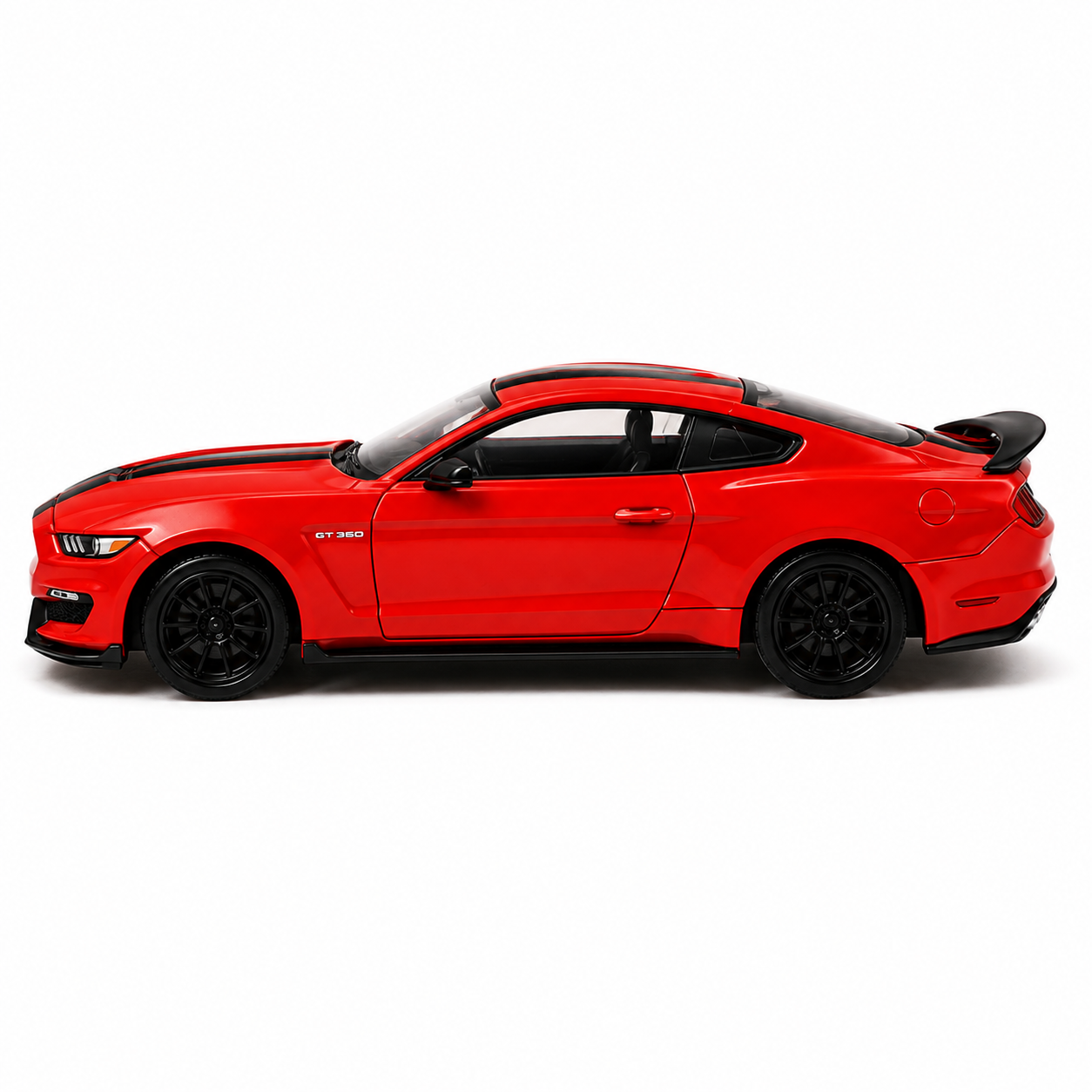CCA 1:64 Ford Mustang Shelby GT350 S11-02 Red Die-Cast Model Car | Premium American Muscle Car Miniature Replica with Black Racing Stripes & Detailed Interior | Collectible Scale Car for Mustang Fans & Collectors