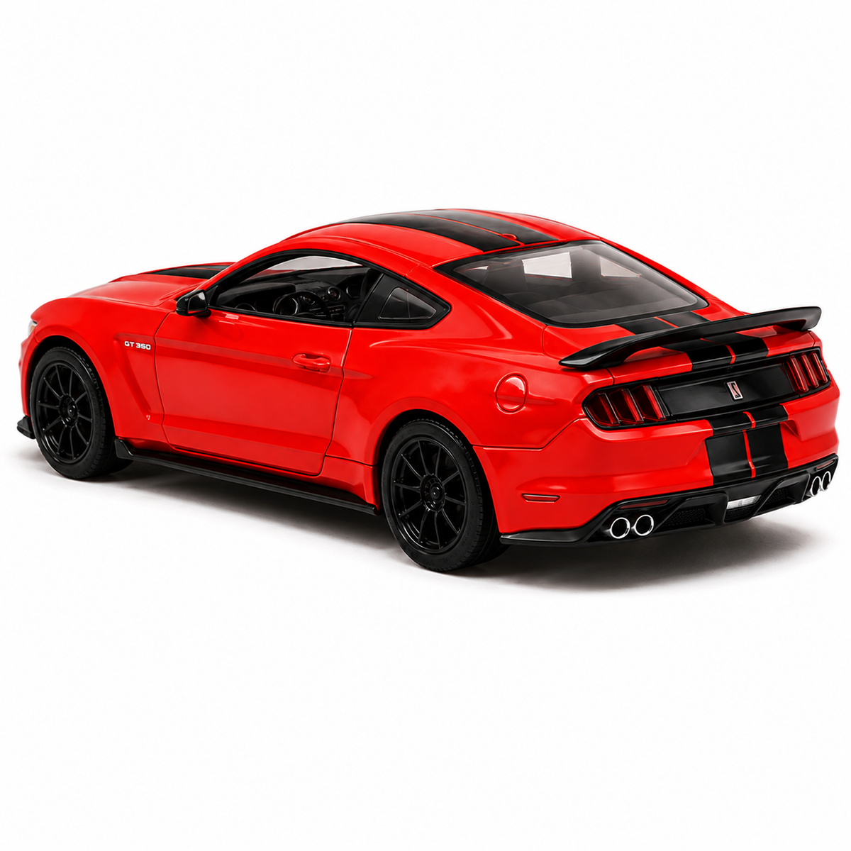 CCA 1:64 Ford Mustang Shelby GT350 S11-02 Red Die-Cast Model Car | Premium American Muscle Car Miniature Replica with Black Racing Stripes & Detailed Interior | Collectible Scale Car for Mustang Fans & Collectors