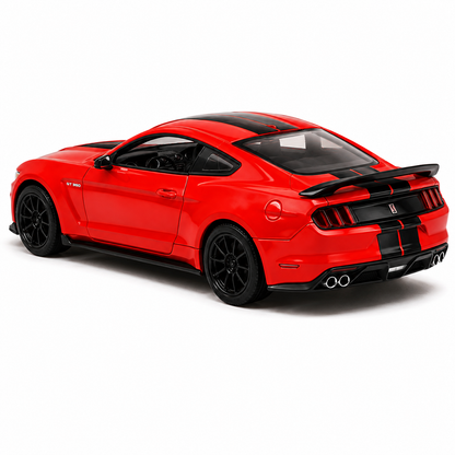 CCA 1:64 Ford Mustang Shelby GT350 S11-02 Red Die-Cast Model Car | Premium American Muscle Car Miniature Replica with Black Racing Stripes & Detailed Interior | Collectible Scale Car for Mustang Fans & Collectors