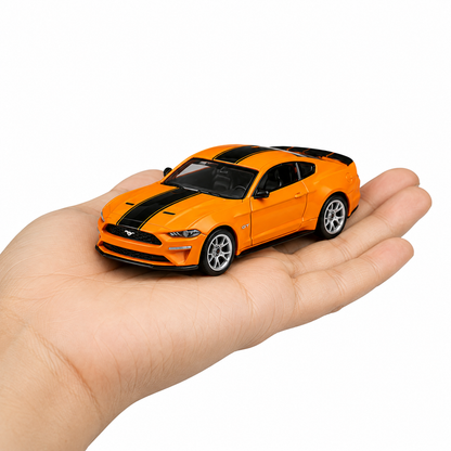 CCA 1:64 Ford Mustang GT S06-03 Orange Die-Cast Model Car | Premium American Muscle Sports Car Miniature Replica with Black Racing Stripes & Detailed Interior | Collectible Scale Car for Mustang Fans & Collectors