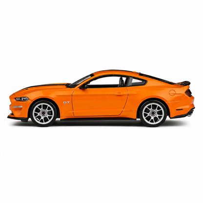 CCA 1:64 Ford Mustang GT S06-03 Orange Die-Cast Model Car | Premium American Muscle Sports Car Miniature Replica with Black Racing Stripes & Detailed Interior | Collectible Scale Car for Mustang Fans & Collectors