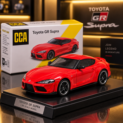 CCA 1:58 Toyota GR Supra S14-02 Die-Cast Model Car | Red Sports Car with Detailed Interior, Realistic Body & Alloy-Style Wheels | Premium Collectible Miniature for Toyota & Die-Cast Car Collectors