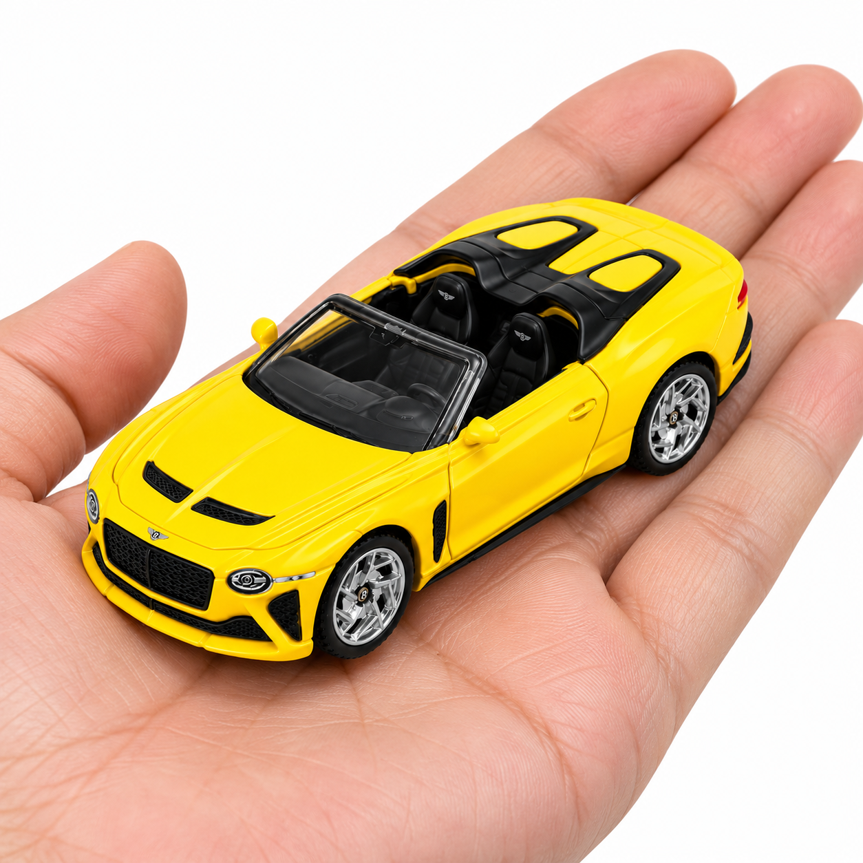 CCA 1:64 Bentley Bacalar S27-02 Die-Cast Model Car | Yellow Luxury Convertible with Detailed Interior, Realistic Body & Alloy-Style Wheels | Premium Collectible Miniature Car for Bentley & Die-Cast Collectors