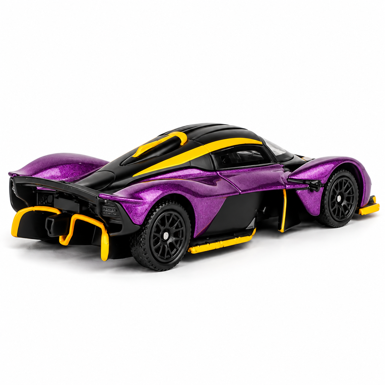 CCA 1:64 Aston Martin Valkyrie 2024 S28-02 Die-Cast Model Car | Purple Hypercar with Black & Yellow Accents, Detailed Interior & Sport Wheels | Premium Collectible Miniature Car