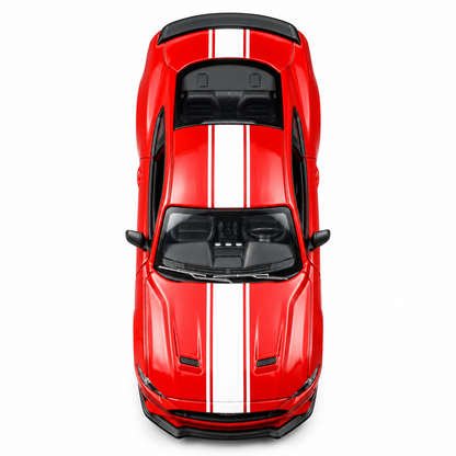 CCA 1:64 Ford Mustang GT S06-02 Die-Cast Model Car | Red American Muscle Car with White Racing Stripes, Detailed Interior & Silver Sport Wheels | Premium Collectible Miniature