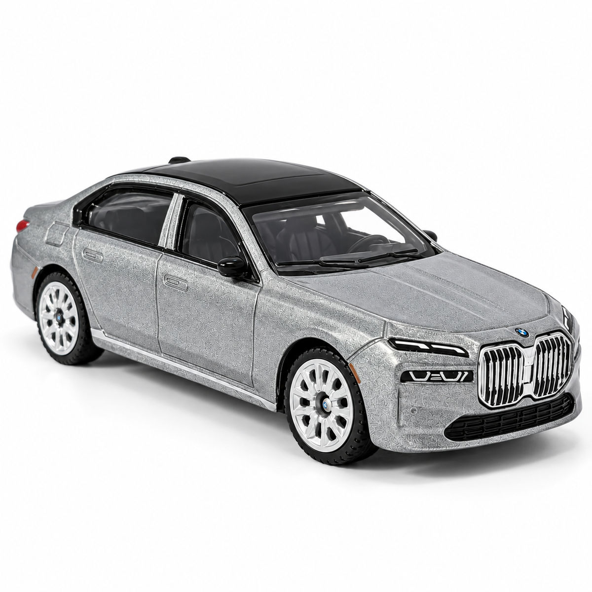 CCA BMW i7 L02-01 1:72 Scale Die-Cast Collectible | Metallic Silver Luxury EV Sedan with Black Roof, Detailed Cabin, Multi-Spoke Wheels & Alloy Chassis | Premium Miniature BMW Display Car