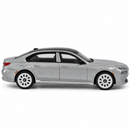 CCA BMW i7 L02-01 1:72 Scale Die-Cast Collectible | Metallic Silver Luxury EV Sedan with Black Roof, Detailed Cabin, Multi-Spoke Wheels & Alloy Chassis | Premium Miniature BMW Display Car