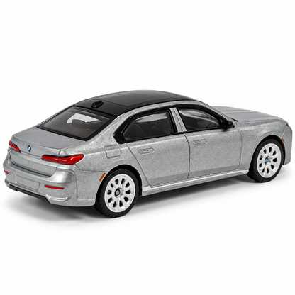 CCA BMW i7 L02-01 1:72 Scale Die-Cast Collectible | Metallic Silver Luxury EV Sedan with Black Roof, Detailed Cabin, Multi-Spoke Wheels & Alloy Chassis | Premium Miniature BMW Display Car