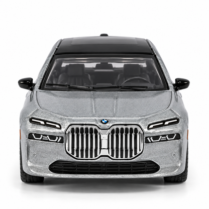 CCA BMW i7 L02-01 1:72 Scale Die-Cast Collectible | Metallic Silver Luxury EV Sedan with Black Roof, Detailed Cabin, Multi-Spoke Wheels & Alloy Chassis | Premium Miniature BMW Display Car