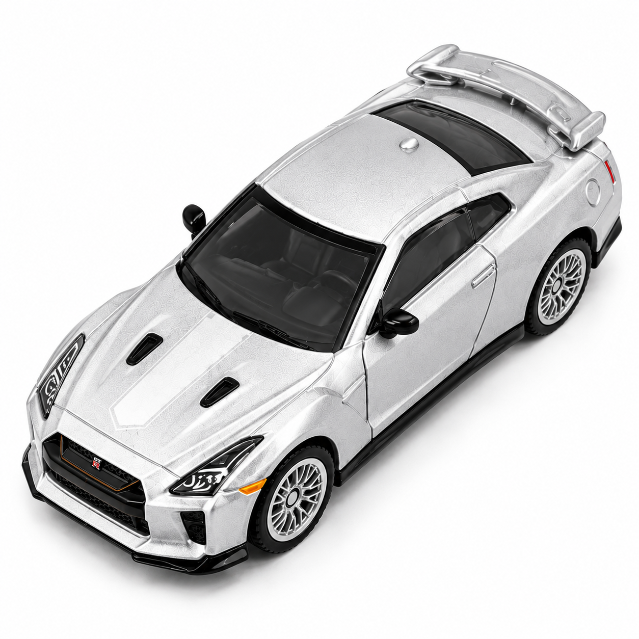 CCA Nissan GT-R (R35) 1:64 Scale Die-Cast Model Car S03-03 | Premium Silver Nissan GT-R Sports Car Miniature with Detailed Interior, Realistic Wheels & Rear Spoiler