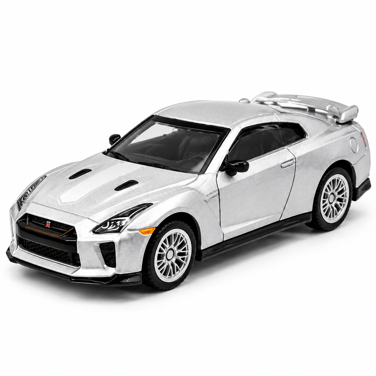 CCA Nissan GT-R (R35) 1:64 Scale Die-Cast Model Car S03-03 | Premium Silver Nissan GT-R Sports Car Miniature with Detailed Interior, Realistic Wheels & Rear Spoiler