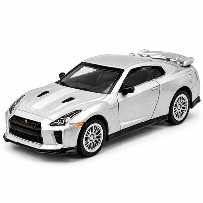CCA Nissan GT-R (R35) 1:64 Scale Die-Cast Model Car S03-03 | Premium Silver Nissan GT-R Sports Car Miniature with Detailed Interior, Realistic Wheels & Rear Spoiler