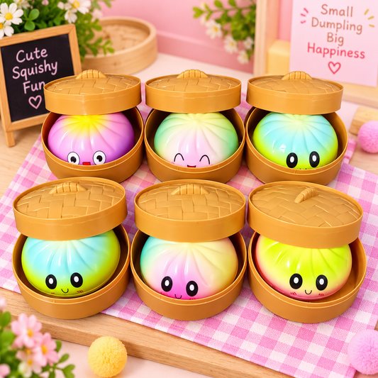 Rainbow Mystery Squishy Bun Dumpling Toy for Kids 3+ Years | Cute Kawaii Squeeze Stress Relief Sensory Fidget Toy | Soft Squishy Collectible Return Gift – Assorted Design, 1 Random Piece