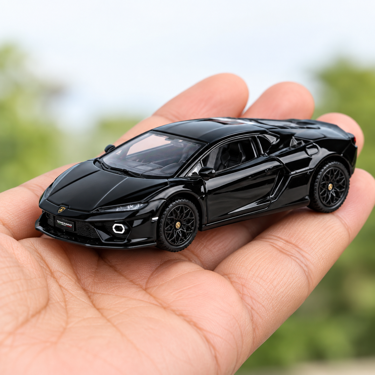CCA Lamborghini Temerario 1:59 Scale Die-Cast Model Car S26-01 | Premium Black Lamborghini Supercar Miniature Collectible with Detailed Interior, Realistic Wheels & Display Box