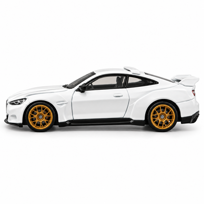 CCA BMW 3.0 CSL 1:64 Scale Die-Cast Model Car S15-01 | Premium White BMW Sports Car Miniature with Gold Wheels, Rear Spoiler & Detailed Interior