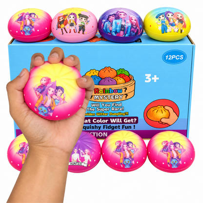 K-Pop Girls Rainbow Mystery Squishy Dumpling Toy for Kids – Surprise Colour Sensory Fidget & Stress-Relief Toy, Ages 3+ (Random 1 Piece)