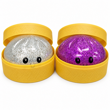 Rainbow Mystery Glitter Squishy Bun Random 1 Pc – Soft Squeeze Dumpling Fidget Toy with Sparkling Glitter Finish for Kids, Stress Relief & Return Gifts