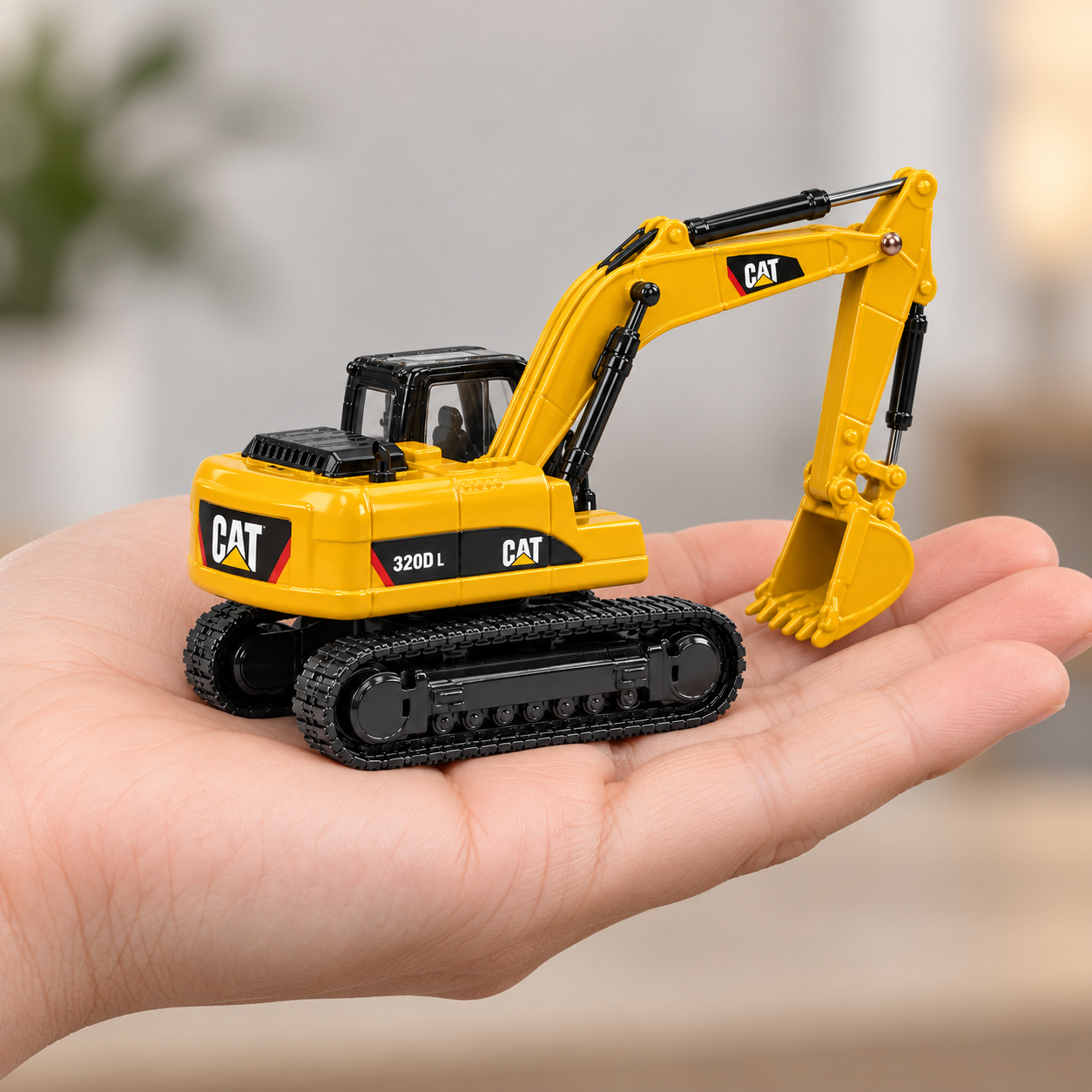 CAT Diecast Masters Real Replicas 84663CS 320D L Hydraulic Excavator 1:87 Scale Die-Cast Construction Vehicle Model for Collectors, HO Layouts, Dioramas, Display & Gifting – Yellow, Ages 8+