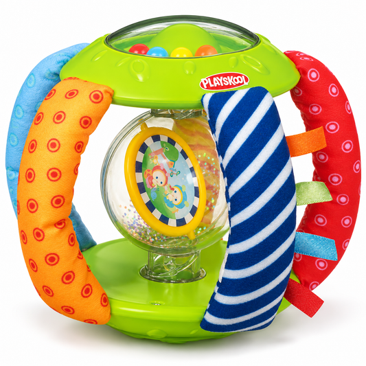 Playskool Gloworld Soft Clutch Ball Infant Rattle Toy | Multi-Textured Sensory Development Activity Toy for Babies (6+ Months)