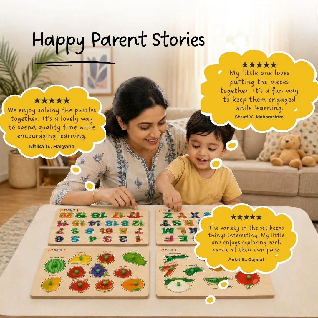 LiLLBUD Wooden Puzzle Combo Set of 4
