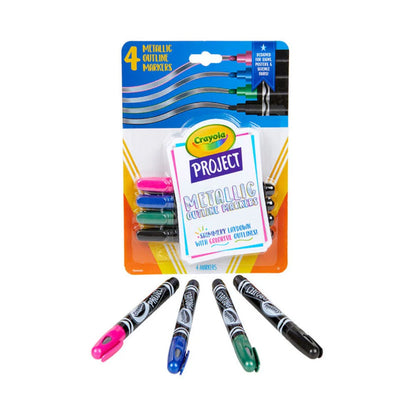 Crayola Project Metallic Outline Markers, 4 Count