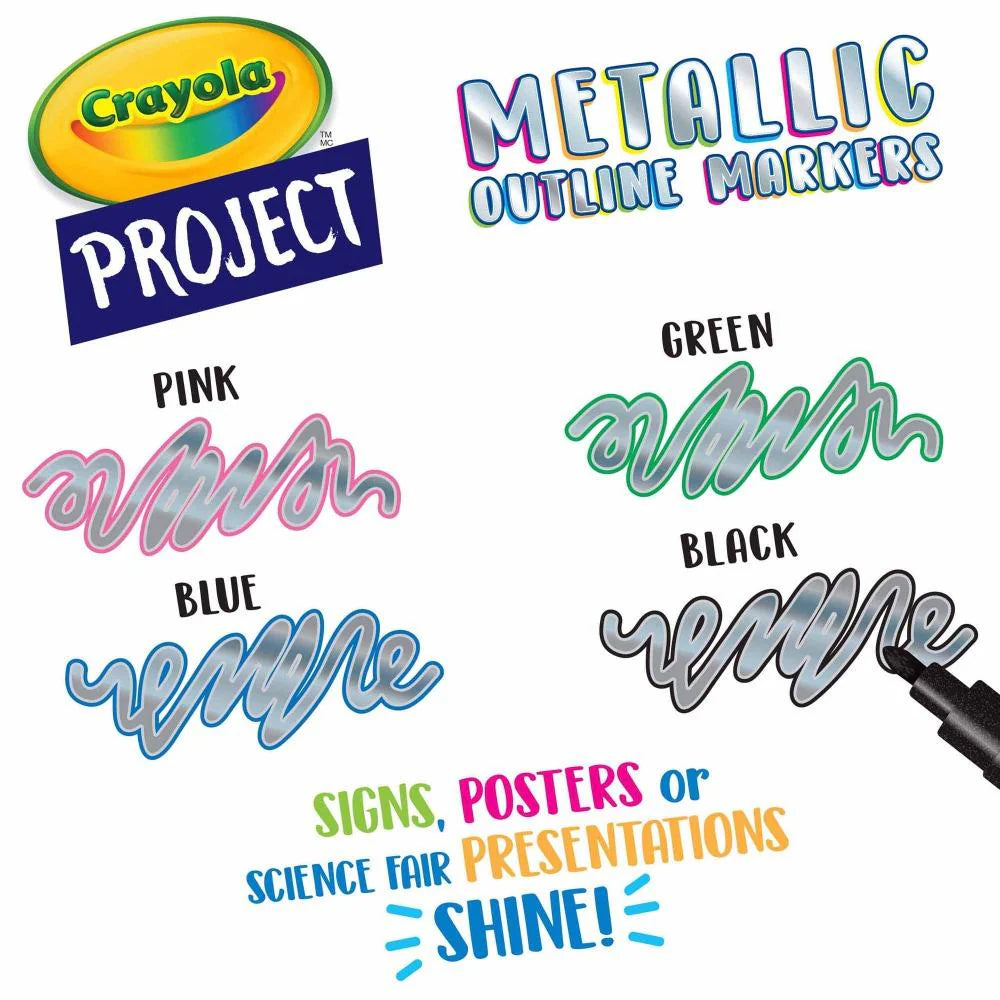 Crayola Project Metallic Outline Markers, 4 Count