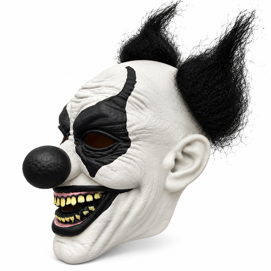 Halloween Scary Evil Clown Mask with Black Hair – Creepy Horror Joker Costume Mask for Adults