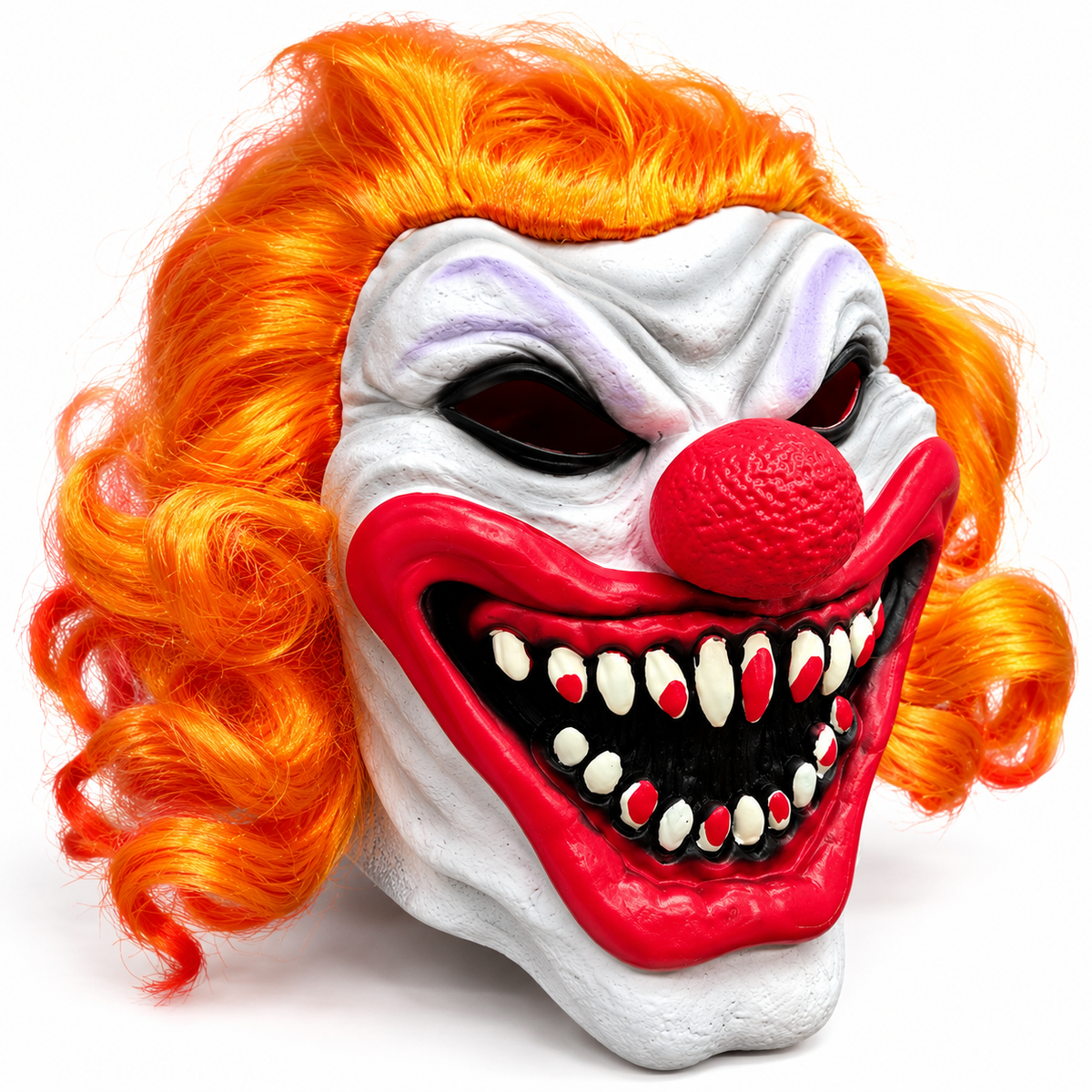 Halloween Scary Evil Clown Mask with Orange Hair – Horror Costume Mask for Adults