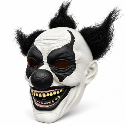 Halloween Scary Evil Clown Mask with Black Hair – Creepy Horror Joker Costume Mask for Adults