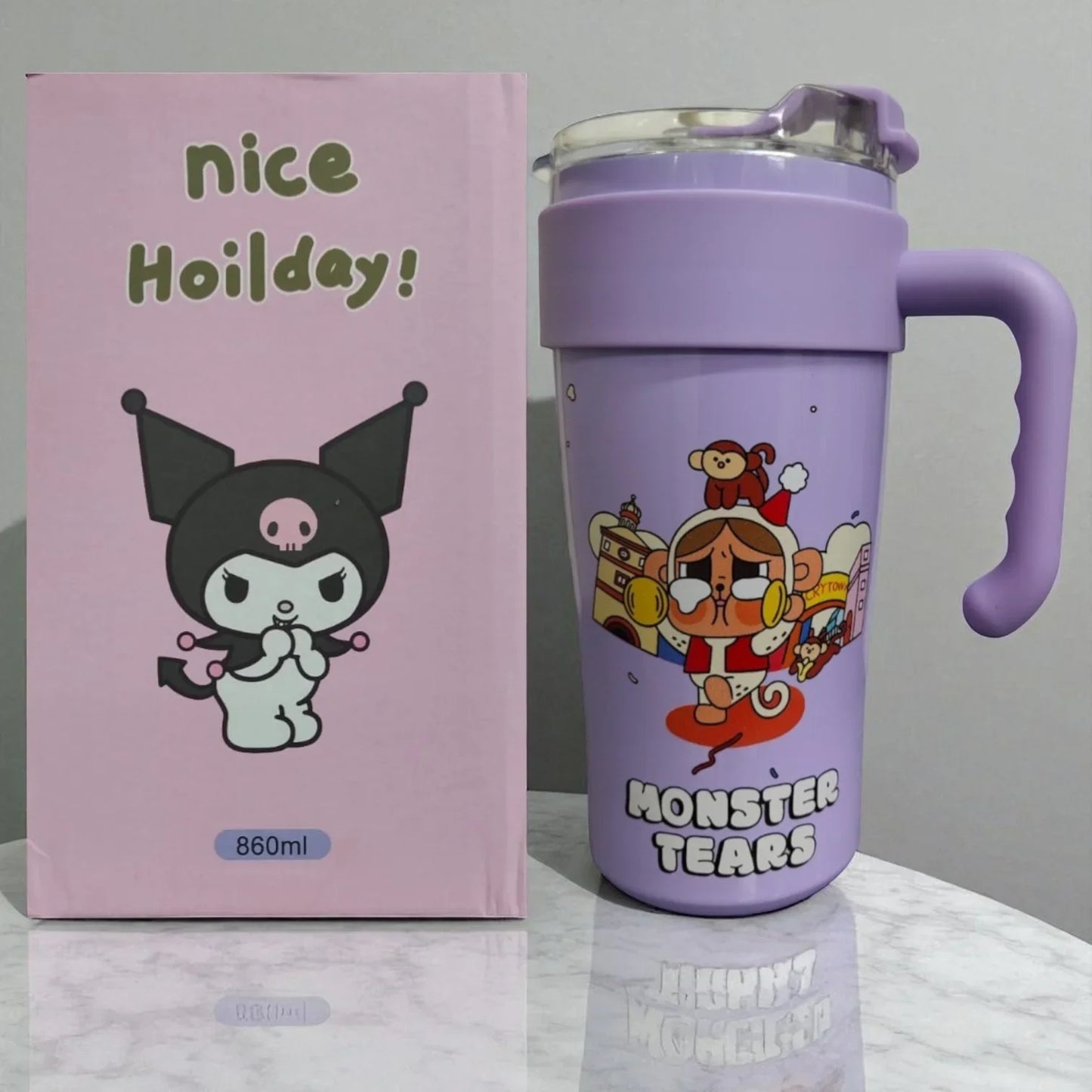 Nice Holiday Stainless Steel Cute Sipper Water Bottle – 860ml | Ideal for Office, Gym, & Travel - Jaiman Toys