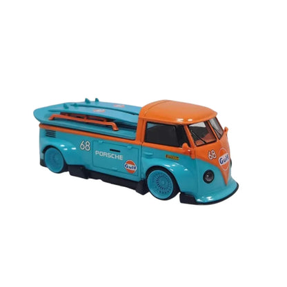 LMLF 1:64 Volkswagen T1 Pickup Porsche #68 Gulf Livery Diecast Model Car with Surfboards - Jaiman Toys