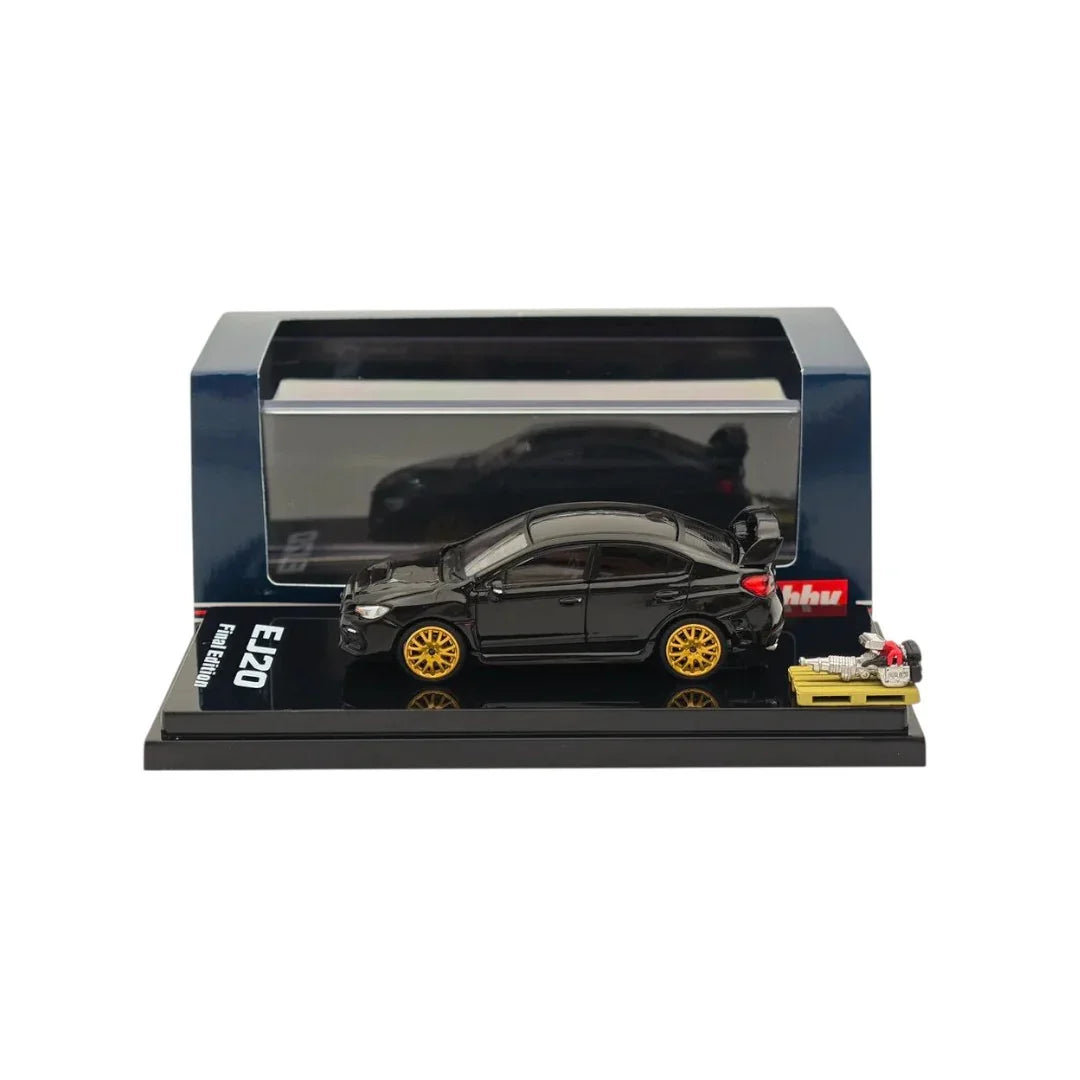 1:64 Hobby JAPAN HJ642021FBK Subaru WRX STI EJ20 Final Edition Scale Die-Cast Model Car with Engine Display – WR Black Pearl - Jaiman Toys