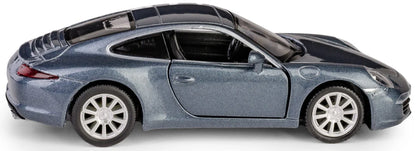 RMZ City 1:36 Porsche 911 Carrera S Diecast Car Model – Opening Doors, Pull Back Action (Red & Grey Variants)