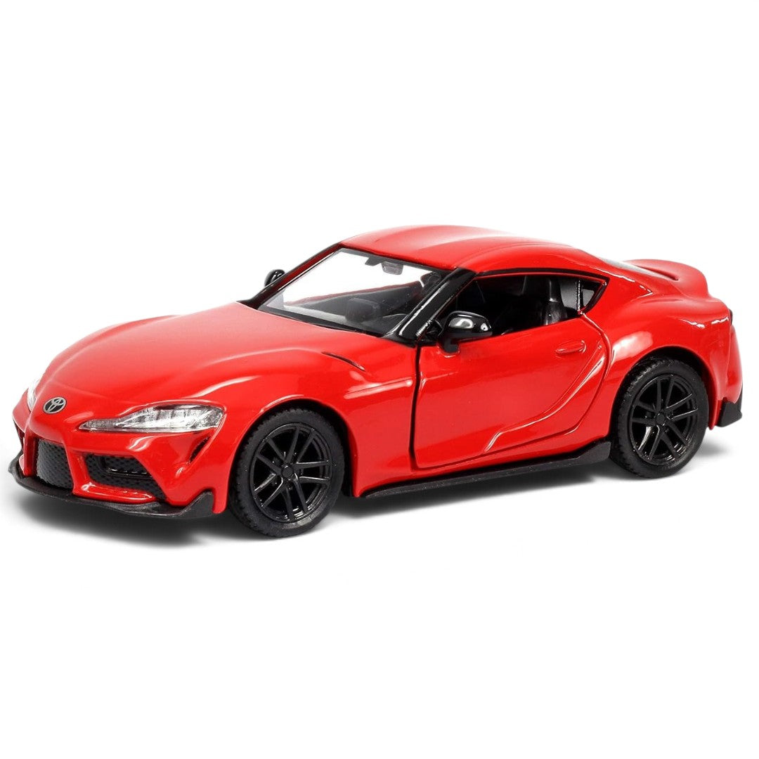 RMZ City 1:32 Scale 2020 Toyota GR Supra Die-Cast Sports Car Model – Grey, Red & Yellow | Collectible Miniature with Opening Doors | 3 Colour Variants