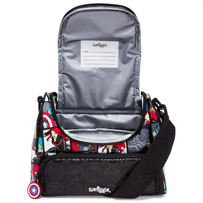 Smiggle Marvel Double Decker Lunch Bag – Insulated, BPA-Free, 2 Compartments, Silicone Marvel Logo