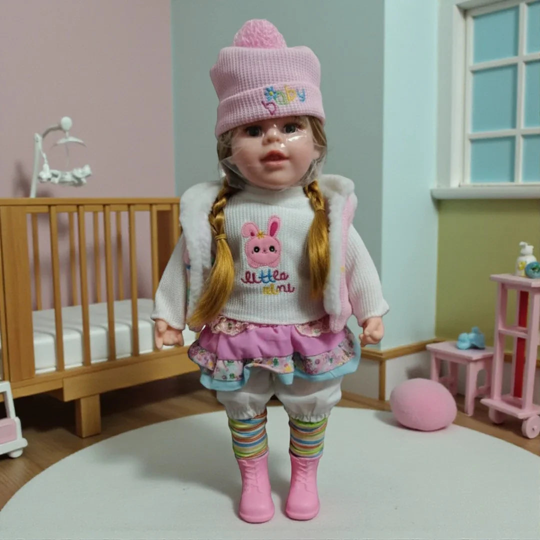 Lifelike Reborn Baby Girl Doll – Toddler with Realistic Sound & Brown Hair