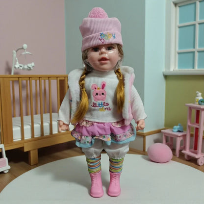 Lifelike Reborn Baby Girl Doll – Toddler with Realistic Sound & Brown Hair