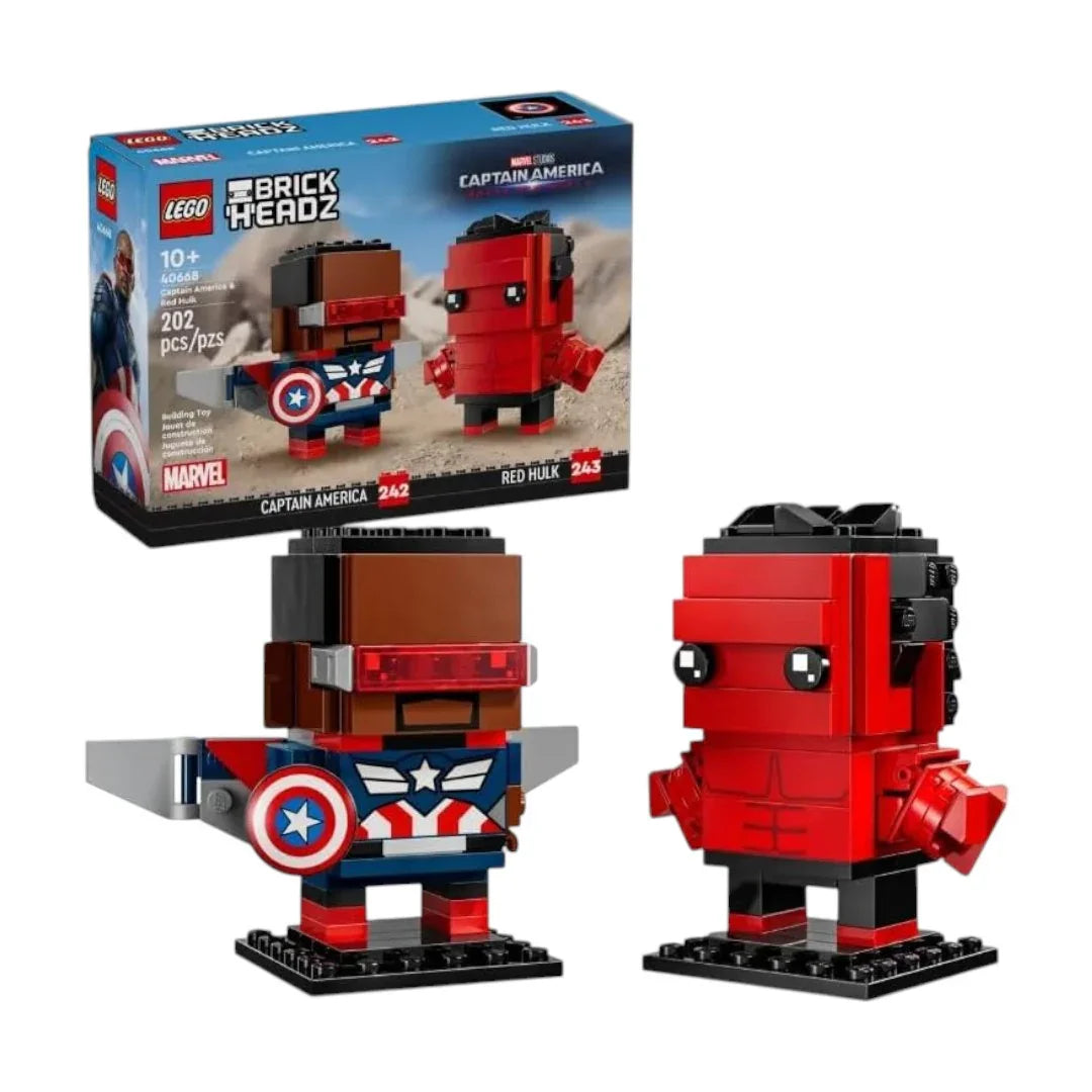 LEGO 40668 BrickHeadz Marvel Captain America & Red Hulk Figures | Buildable Super Hero Collectible Set-For Age 10+