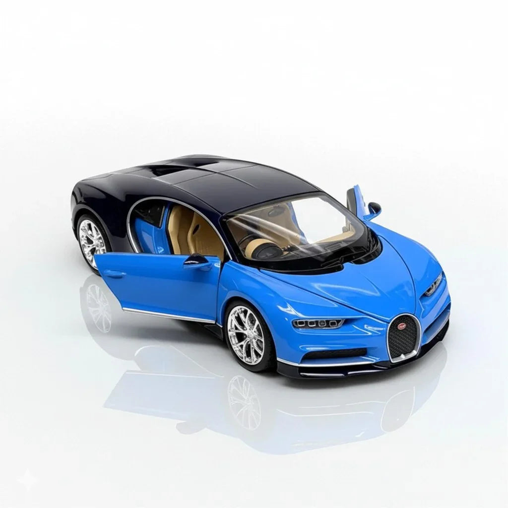 Welly 1:24 Bugatti Chiron Die-Cast Model – Blue | Openable Doors (24077) - Jaiman Toys