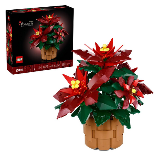 LEGO Icons Poinsettia Plant Decor Building Set 10370 (608 Pieces)